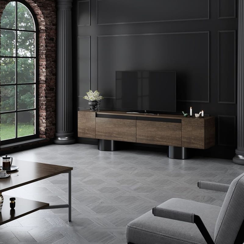 Kumail TV-bænk 180 cm - Brun/Sort - Møbler - TV borde & mediemøbler - TV-borde