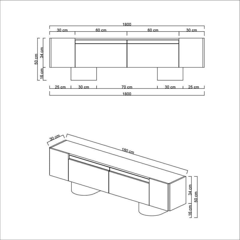 Kumail TV-bænk 180 cm - Brun/Sort - Møbler - TV borde & mediemøbler - TV-borde