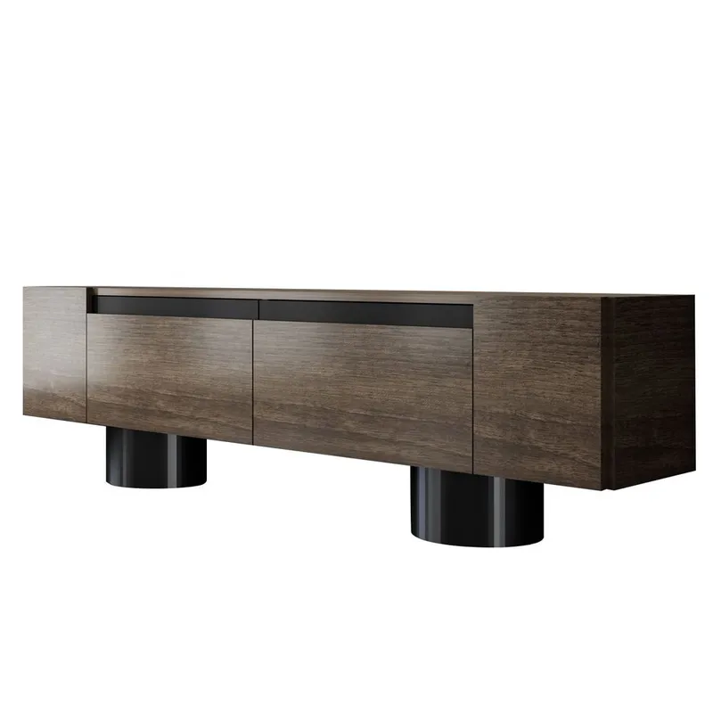 Kumail TV-bænk 180 cm, Brun/Sort