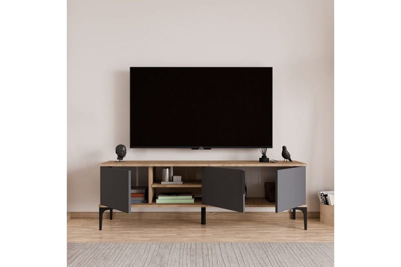 Kunar TV-bænk 180 cm - Antracit - Møbler - TV borde & mediemøbler - TV-borde