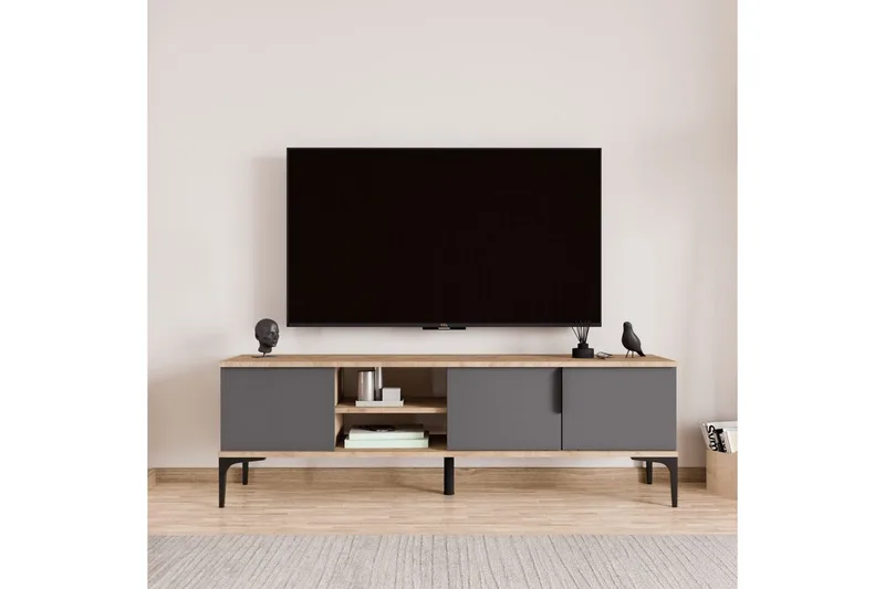 Kunar TV-bænk 180 cm - Antracit - Møbler - TV borde & mediemøbler - TV-borde