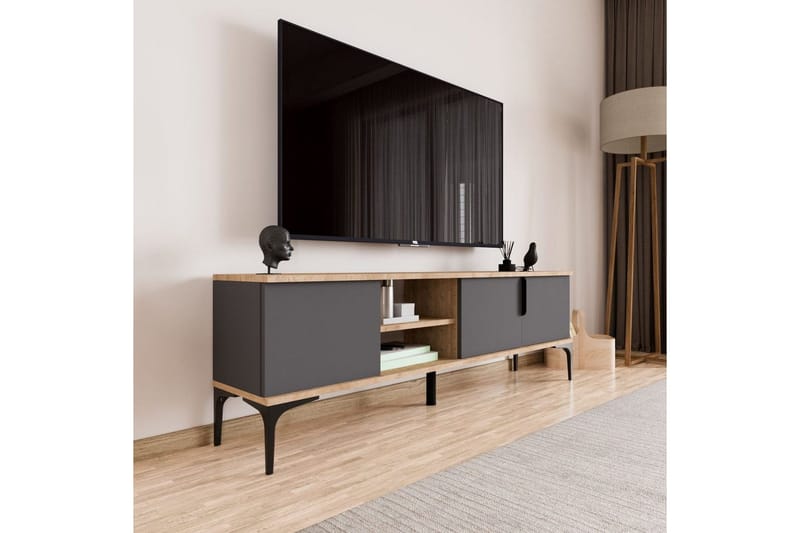 Kunar TV-bænk 180 cm - Antracit - Møbler - TV borde & mediemøbler - TV-borde