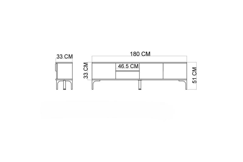 Kunar TV-bænk 180 cm - Antracit - Møbler - TV borde & mediemøbler - TV-borde