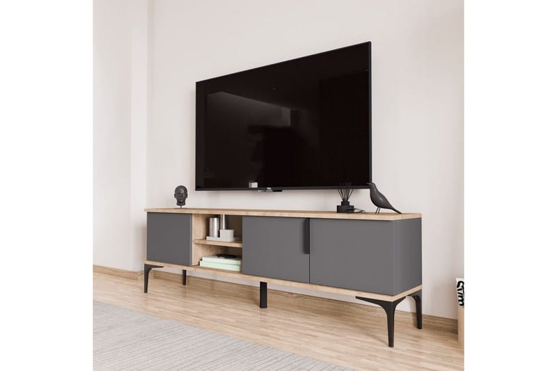 Kunar TV-bænk 180 cm - Antracit - Møbler - TV borde & mediemøbler - TV-borde