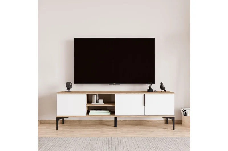 Kunar TV-bænk 180 cm - Hvid - Møbler - TV borde & mediemøbler - TV-borde
