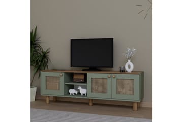 Kuniyoshi Gulvstående Tv-bord 160 cm med Opbevaring i Malet Træ - Grøn - Møbler - TV borde & mediemøbler - TV-borde