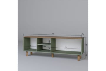 Kuniyoshi Gulvstående Tv-bord 160 cm med Opbevaring i Malet Træ - Grøn - Møbler - TV borde & mediemøbler - TV-borde