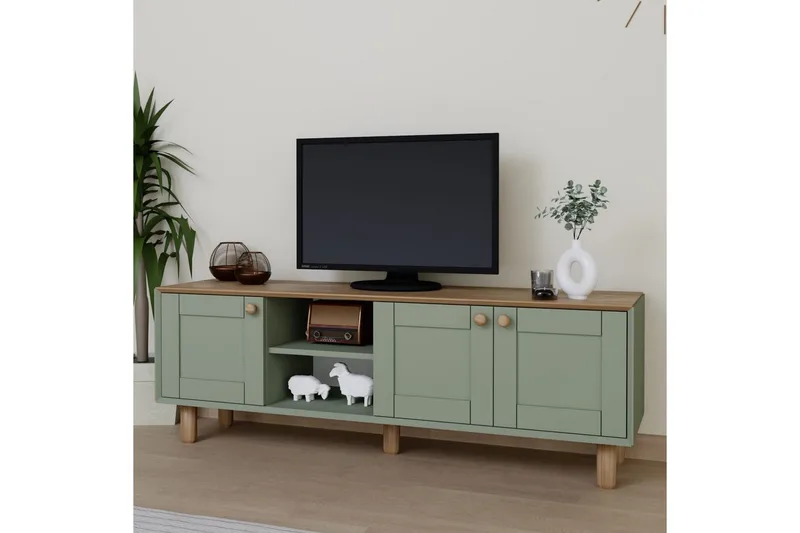 Kuniyoshi TV-bænk 160 cm - Grøn - Møbler - TV borde & mediemøbler - TV-borde