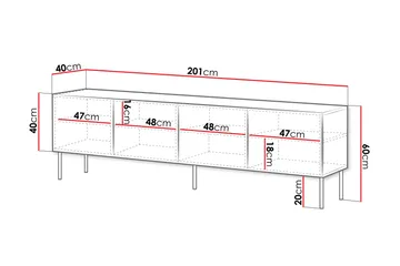 Laholm Tv-bord 201 cm - Sort - Møbler - TV borde & mediemøbler - TV-borde
