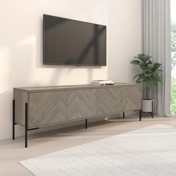 Lav skænk Loft24 Charlene Naturfarvet sildebensmønster/natureg - Natur-eg i sildebensmønster / natur-eg - Møbler - TV borde & mediemøbler - TV-borde