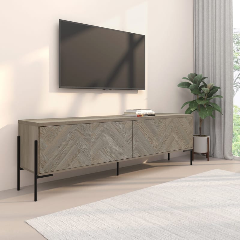 Lav skænk Loft24 Charlene Naturfarvet sildebensmønster/natureg - Natur-eg i sildebensmønster / natur-eg - Møbler - TV borde & mediemøbler - TV-borde