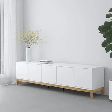 Lav skænk Loft24 Pelle Hvid/Wotan-eg - Hvid/Wotan-eg - Møbler - TV borde & mediemøbler - TV-borde