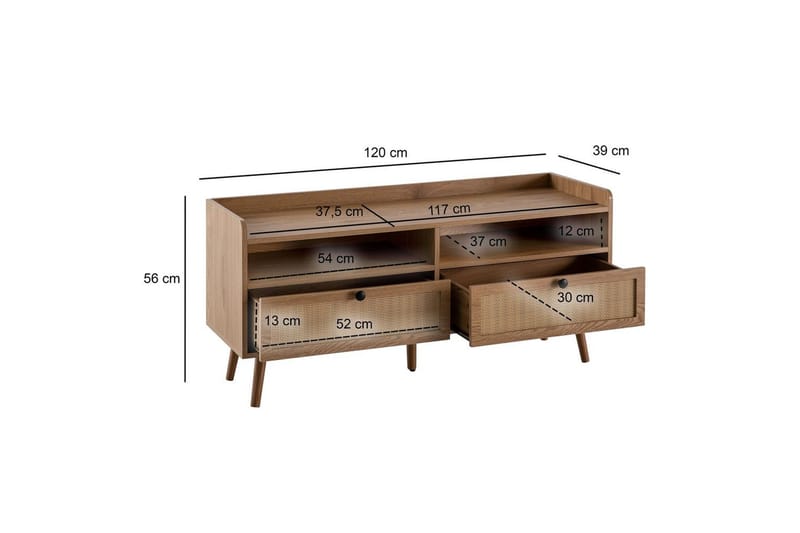 Lavbord Wohnling Eg Folieret 2 Skuffer Moderne med Opbevaring Viennes Flet Moderne - Møbler - TV borde & mediemøbler - TV-skab