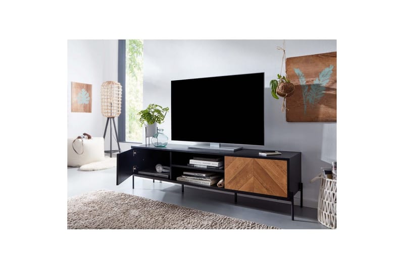 Lavbord Wohnling Eg Træ Folieret med 2 Døre Opbevaringsbakke Metalben Landstil - Møbler - TV borde & mediemøbler - Mediestativ & vægbeslag