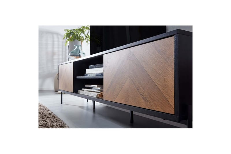 Lavbord Wohnling Eg Træ Folieret med 2 Døre Opbevaringsbakke Metalben Landstil - Møbler - TV borde & mediemøbler - Mediestativ & vægbeslag