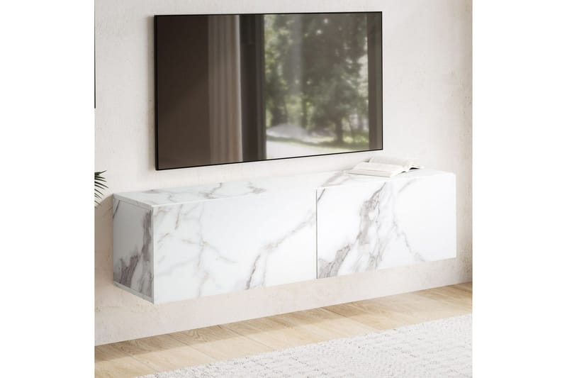 Lavbord Wohnling Folieret ophæng med klapdør Moderne Marmor, Hvid, 120 cm - Marmor, Hvid, 120 cm - Møbler - TV borde & mediemøbler - Mediestativ & vægbeslag