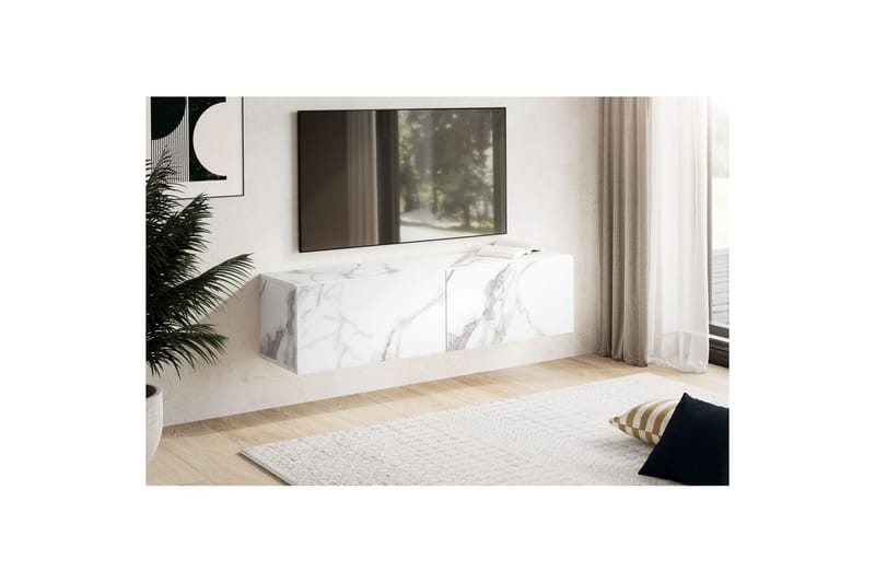 Lavbord Wohnling Folieret ophæng med klapdør Moderne Marmor, Hvid, 120 cm - Marmor, Hvid, 120 cm - Møbler - TV borde & mediemøbler - Mediestativ & vægbeslag
