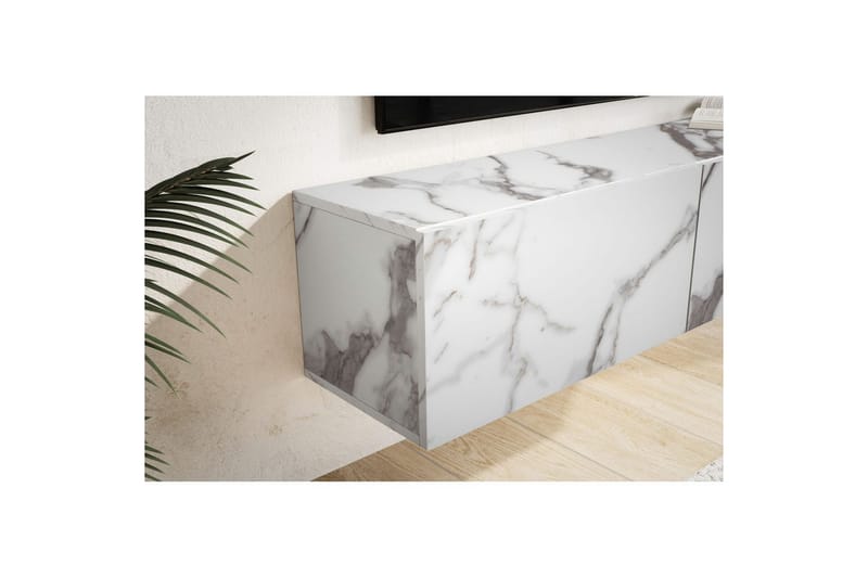Lavbord Wohnling Folieret ophæng med klapdør Moderne Marmor, Hvid, 120 cm - Marmor, Hvid, 120 cm - Møbler - TV borde & mediemøbler - Mediestativ & vægbeslag