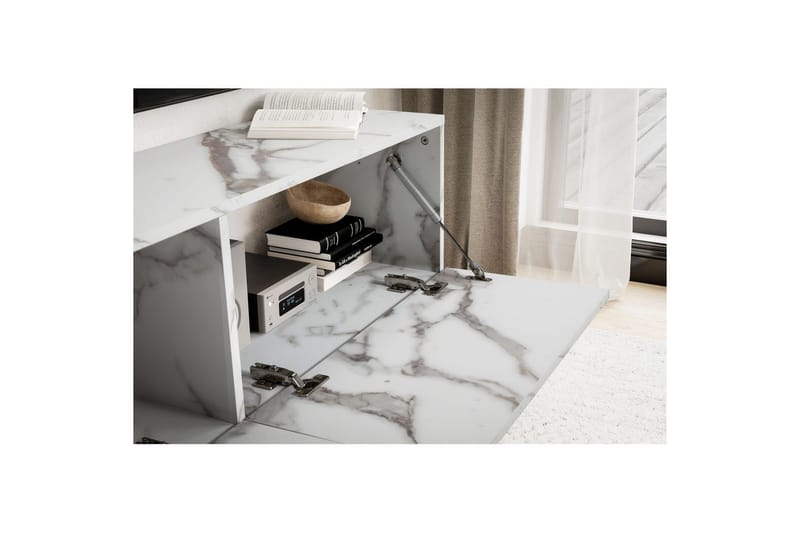 Lavbord Wohnling Folieret ophæng med klapdør Moderne Marmor, Hvid, 120 cm - Marmor, Hvid, 120 cm - Møbler - TV borde & mediemøbler - Mediestativ & vægbeslag