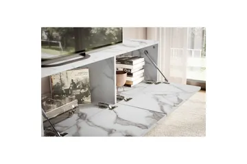 Lavbord Wohnling Folieret ophæng med klapdør Moderne Marmor, Hvid, 160 cm - Marmor, Hvid, 160 cm - Møbler - TV borde & mediemøbler - TV-reol