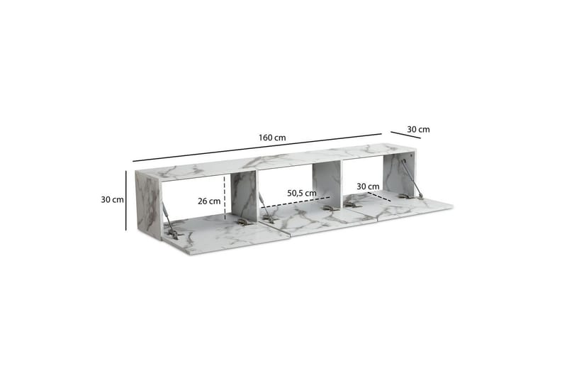 Lavbord Wohnling Folieret ophæng med klapdør Moderne Marmor, Hvid, 160 cm - Marmor, Hvid, 160 cm - Møbler - TV borde & mediemøbler - Mediestativ & vægbeslag