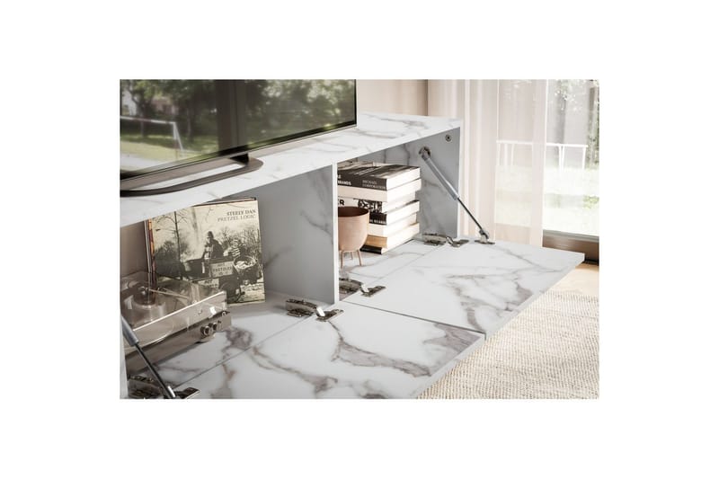 Lavbord Wohnling Folieret ophæng med klapdør Moderne Marmor, Hvid, 160 cm - Marmor, Hvid, 160 cm - Møbler - TV borde & mediemøbler - Mediestativ & vægbeslag