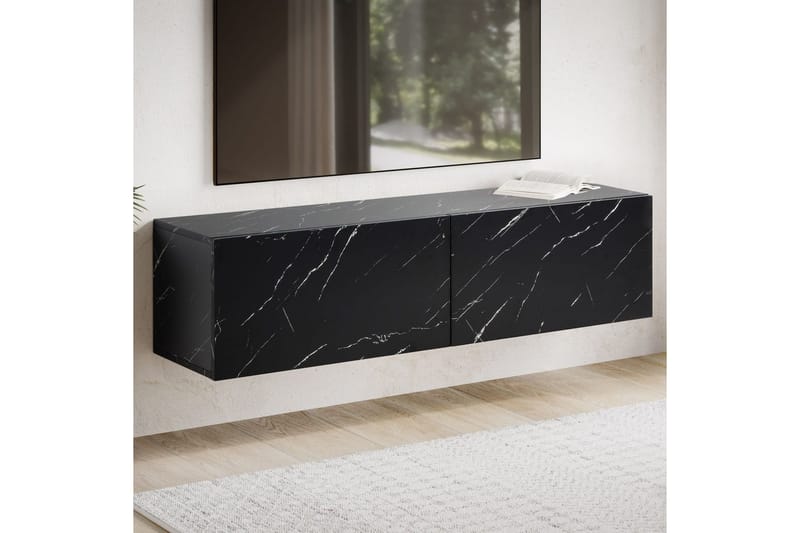 Lavbord Wohnling Folieret ophæng med klapdør Moderne Marmor, Sort, 120 cm - Marmor, Sort, 120 cm - Møbler - TV borde & mediemøbler - Mediestativ & vægbeslag