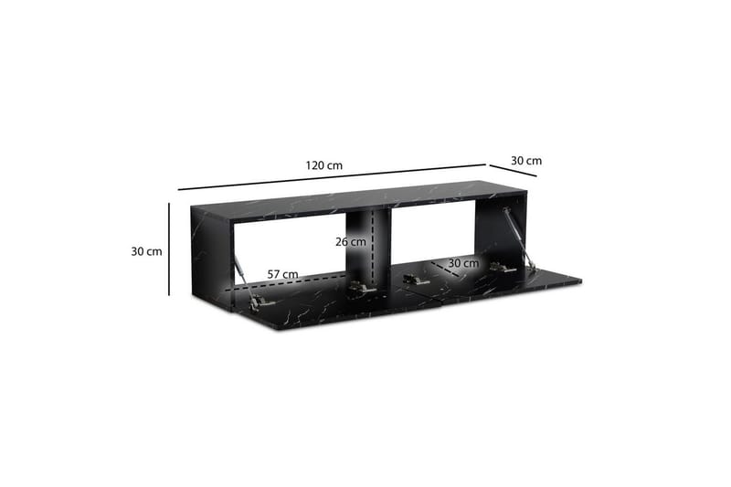 Lavbord Wohnling Folieret ophæng med klapdør Moderne Marmor, Sort, 120 cm - Marmor, Sort, 120 cm - Møbler - TV borde & mediemøbler - Mediestativ & vægbeslag