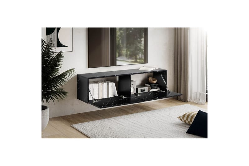 Lavbord Wohnling Folieret ophæng med klapdør Moderne Marmor, Sort, 120 cm - Marmor, Sort, 120 cm - Møbler - TV borde & mediemøbler - Mediestativ & vægbeslag