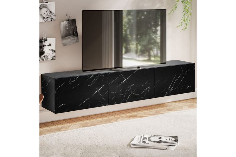Lavbord Wohnling Folieret ophæng med klapdør Moderne Marmor, Sort, 160 cm - Marmor, Sort, 160 cm - Møbler - TV borde & mediemøbler - Mediestativ & vægbeslag