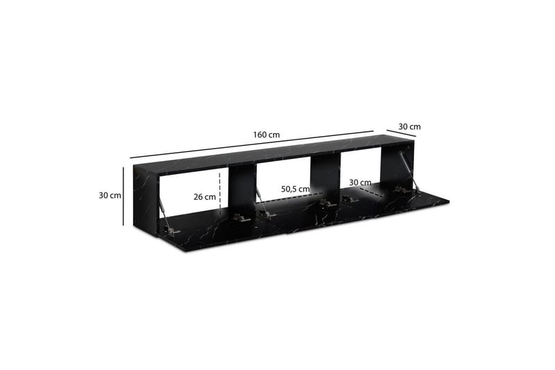 Lavbord Wohnling Folieret ophæng med klapdør Moderne Marmor, Sort, 160 cm - Marmor, Sort, 160 cm - Møbler - TV borde & mediemøbler - Mediestativ & vægbeslag