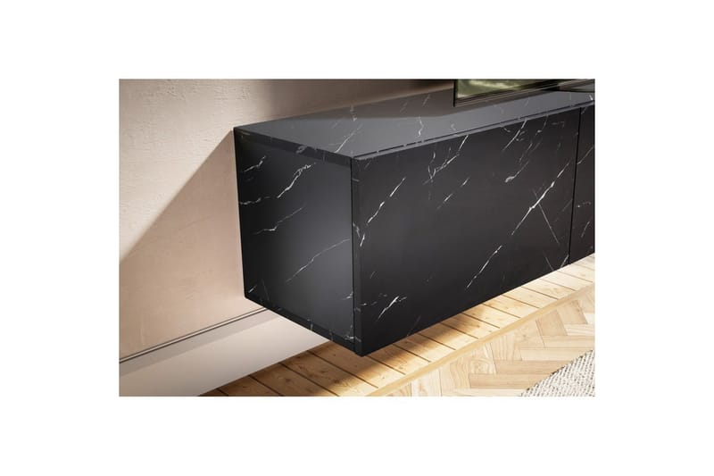Lavbord Wohnling Folieret ophæng med klapdør Moderne Marmor, Sort, 160 cm - Marmor, Sort, 160 cm - Møbler - TV borde & mediemøbler - Mediestativ & vægbeslag