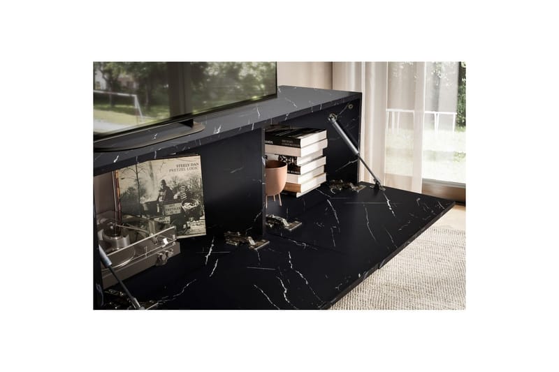 Lavbord Wohnling Folieret ophæng med klapdør Moderne Marmor, Sort, 160 cm - Marmor, Sort, 160 cm - Møbler - TV borde & mediemøbler - Mediestativ & vægbeslag
