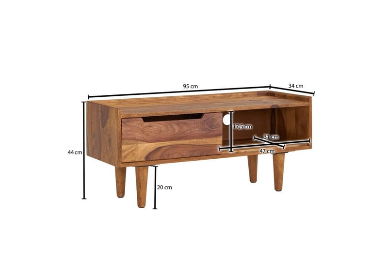 Lavbord Wohnling Massivt træ med opbevaring 1 dør træben landstil - Møbler - TV borde & mediemøbler - TV-borde