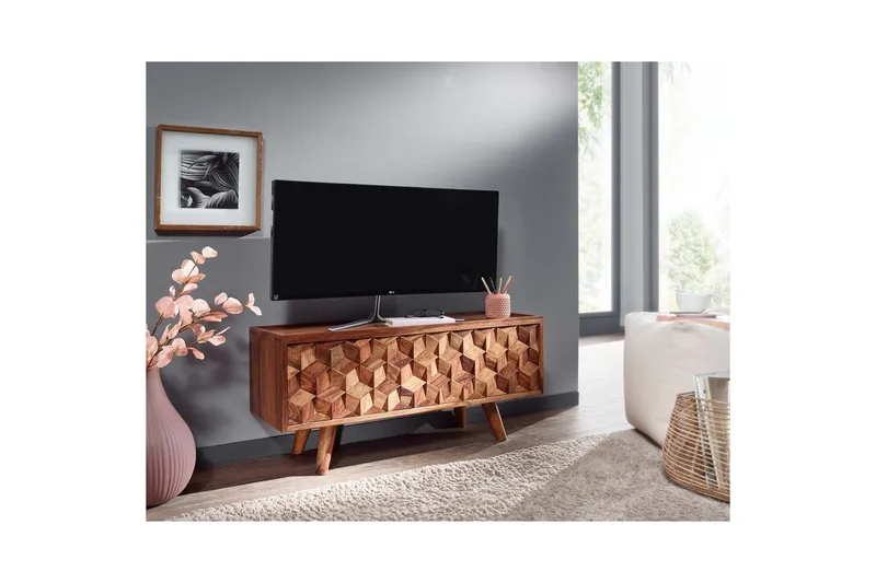 Lavbord Wohnling Massivt træ med opbevaring 1 klapdør træben landstil - Møbler - TV borde & mediemøbler - TV-borde