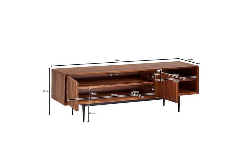 Lavbord Wohnling Massivt træ med opbevaring 2 døre tryk for at åbne landstil - Møbler - TV borde & mediemøbler - TV-borde