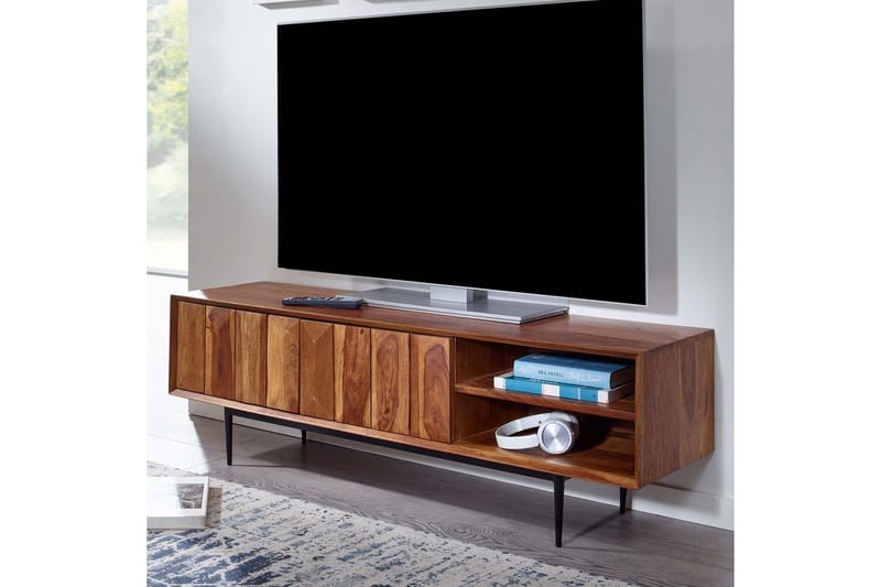 Lavbord Wohnling Massivt træ med opbevaring 2 døre tryk for at åbne landstil - Møbler - TV borde & mediemøbler - TV-borde