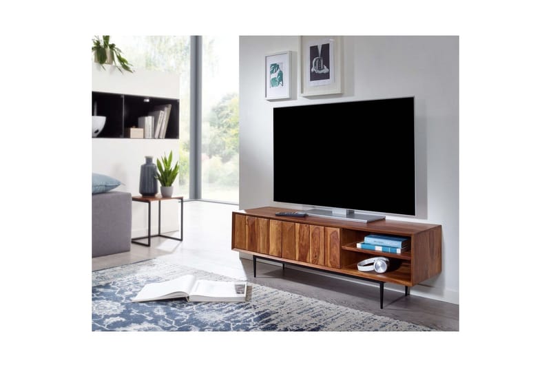 Lavbord Wohnling Massivt træ med opbevaring 2 døre tryk for at åbne landstil - Møbler - TV borde & mediemøbler - TV-borde