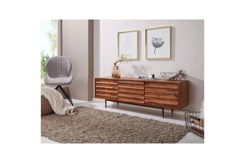 Lavbord Wohnling Massivt træ med opbevaring 3 døre landstil - Møbler - TV borde & mediemøbler - TV-skab