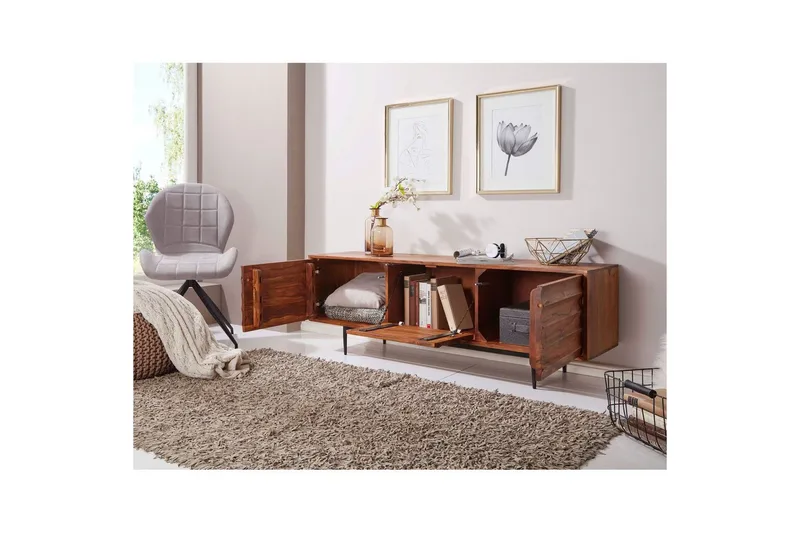 Lavbord Wohnling Massivt træ med opbevaring 3 døre landstil - Møbler - TV borde & mediemøbler - TV-skab