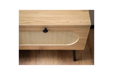 Lavbord Wohnling Melaminbelagt MDF Egeoptik Rattanfront 2 skuffer Metalben Moderne - Møbler - TV borde & mediemøbler - TV-borde