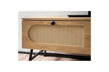 Lavbord Wohnling Melaminbelagt MDF Egeoptik Rattanfront 2 skuffer Metalben Moderne - Møbler - TV borde & mediemøbler - TV-borde