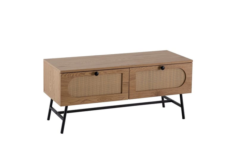Lavbord Wohnling Melaminbelagt MDF Egeoptik Rattanfront 2 skuffer Metalben Moderne - Møbler - TV borde & mediemøbler - TV-skab
