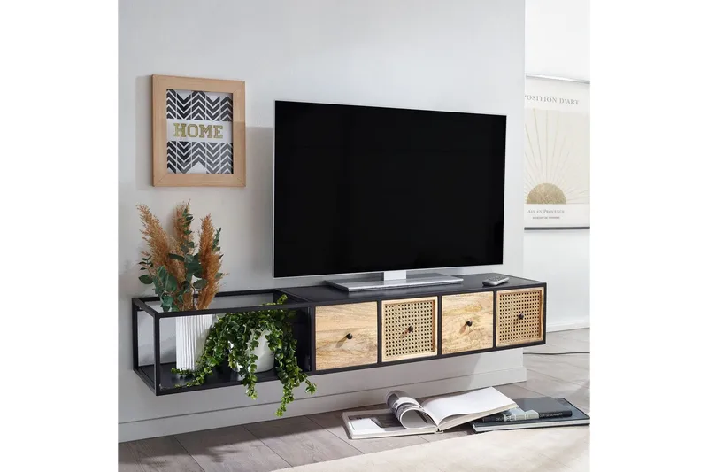 Lavbord Wohnling Metalhængende med 3 massive træskuffer Industriel - Møbler - TV borde & mediemøbler - Mediestativ & vægbeslag