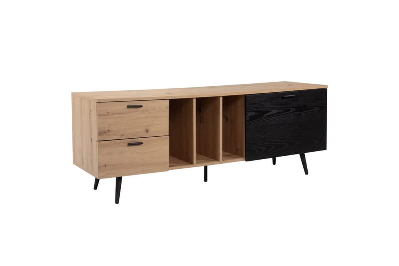 Lavbord Wohnling moderne spånplade, 2 skuffer, 1 dør, opbevaringsbakker, metalben, moderne stil Eg - Eg - Møbler - TV borde & mediemøbler - Mediestativ & vægbeslag