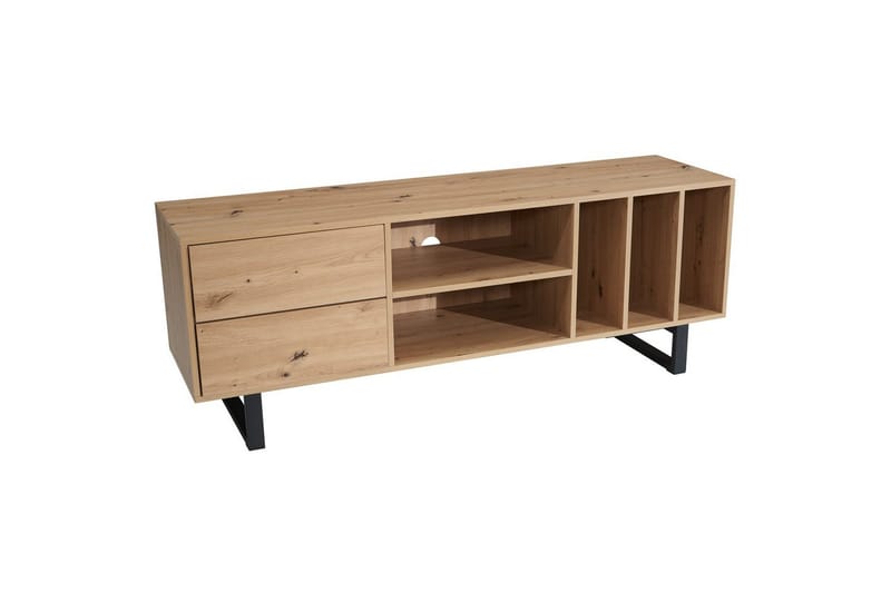 Lavbord Wohnling moderne spånplade, 2 skuffer, opbevaringsbakker, metalben, moderne stil Eg - Eg - Møbler - TV borde & mediemøbler - TV-borde