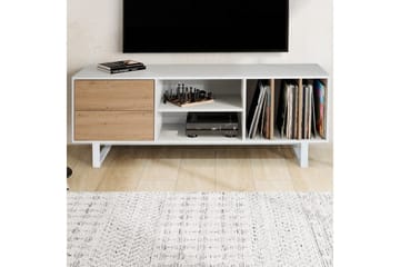 Lavbord Wohnling moderne spånplade, 2 skuffer, opbevaringsbakker, metalben, moderne stil Hvid, eg - Hvid, eg - Møbler - TV borde & mediemøbler - TV-borde