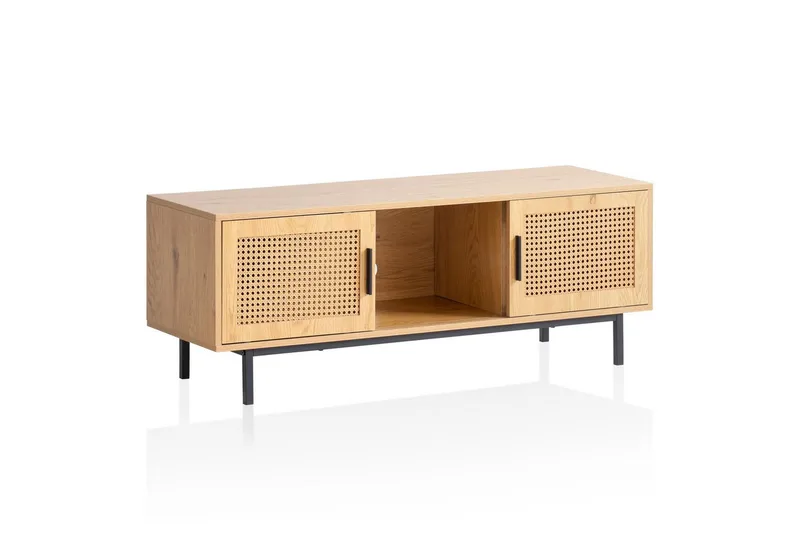 Lavbord Wohnling Spånplade folieret med 2 skydedøre, wienerflet, moderne stil Eg, Eg