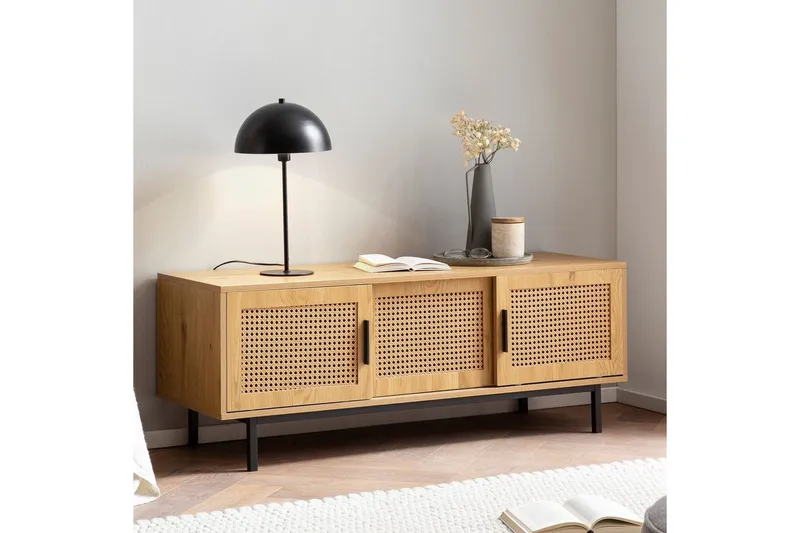 Lavbord Wohnling Spånplade folieret med 2 skydedøre, wienerflet, moderne stil Eg - Eg - Møbler - TV borde & mediemøbler - TV-borde