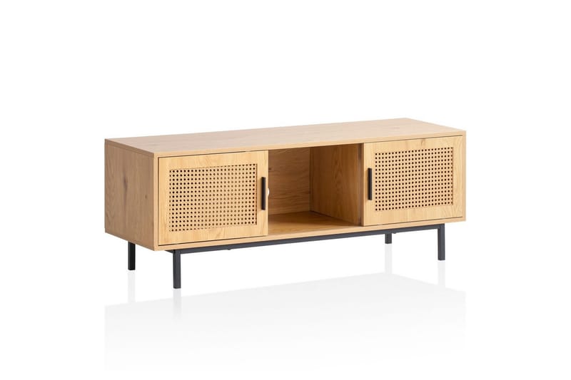 Lavbord Wohnling Spånplade folieret med 2 skydedøre, wienerflet, moderne stil Eg - Eg - Møbler - TV borde & mediemøbler - Mediestativ & vægbeslag